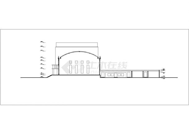 兰州市某消防中心1500平米单层框架结构战士食堂平立面设计CAD图纸-图一