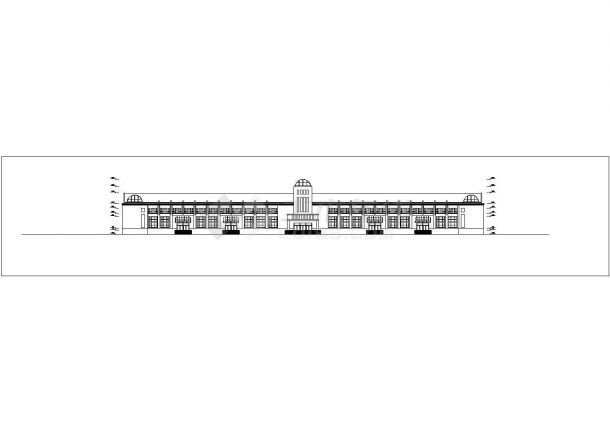 兰州市某消防中心1500平米单层框架结构战士食堂平立面设计CAD图纸-图二