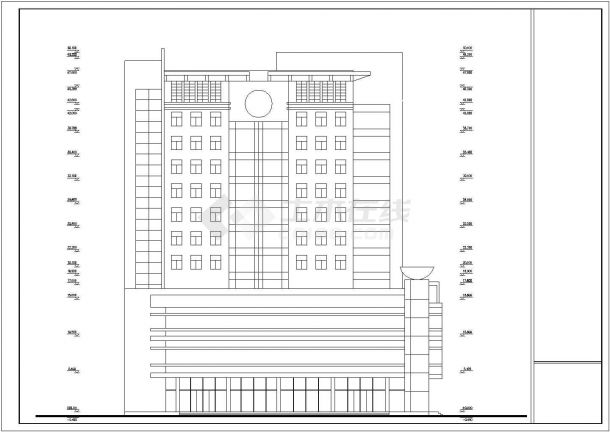 1.1万平米12层框架结构商办楼平立剖面设计CAD图纸-图二