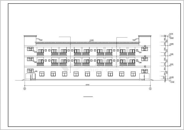 深圳市某工厂2100平米3层框架结构办公宿舍楼建筑设计CAD图纸-图一