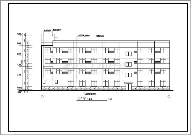 某商业街2800平米4层框混结构休闲旅馆平立剖面设计CAD图纸-图二