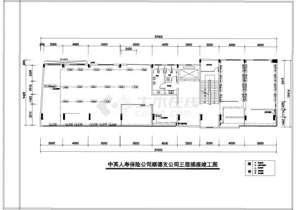 北京某保险公司3层框架结构办公楼全套装修施工设计CAD图纸-图二