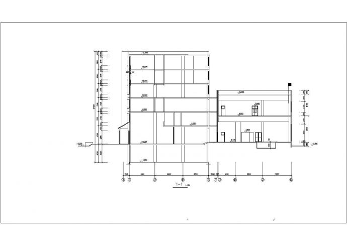 某商业街5900平米6层混合结构商务酒店平立剖面设计CAD图纸_图1