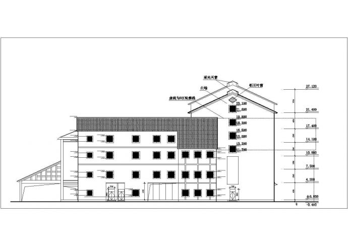 1.1万平米4层框架结构商务酒店全套平立剖面设计CAD图纸_图1