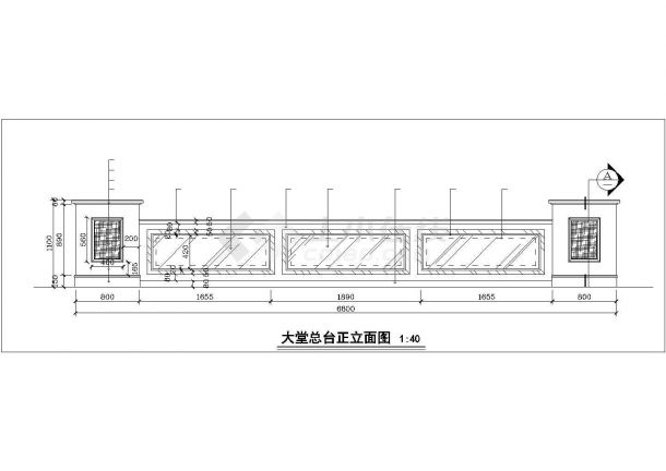 上海市某三星级大酒店大堂服务总台平立剖面设计CAD图纸-图一