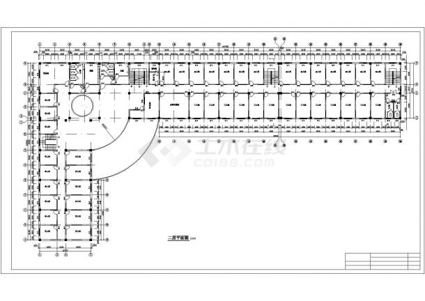 1万平米左右五层框架结构商务连锁旅馆平立剖面设计CAD图纸-图一