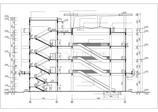 滁州市某商业街8500平米两栋4层框架结构百货商场平面设计CAD图纸-图二