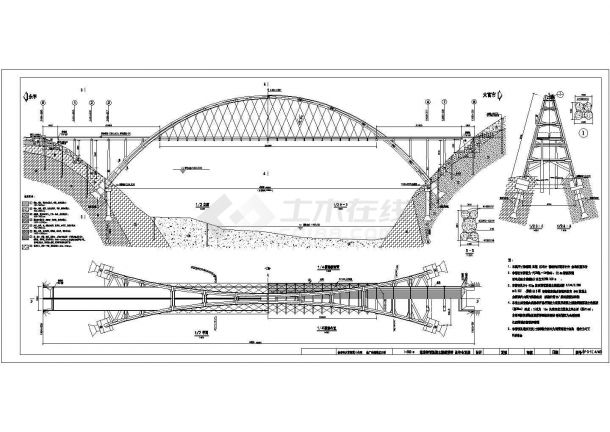 某300m集束钢管混凝土拱桥提篮拱桥CAD完整详图-图一