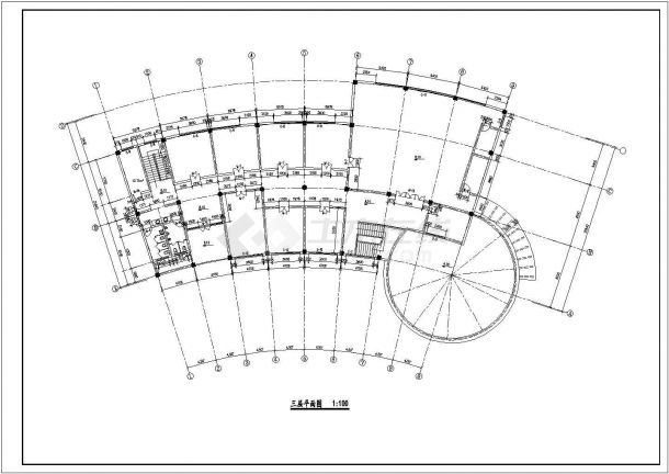 2800平米3层框架结构高档中式饭店平立剖面设计CAD图纸-图二