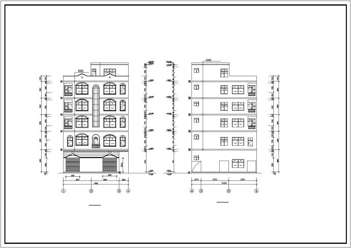 1250平米5层砖混结构商住楼平立剖面设计CAD图纸（底层商铺）_图1