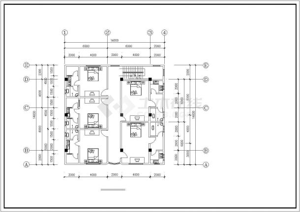 1250平米5层砖混结构商住楼平立剖面设计CAD图纸（底层商铺）-图二