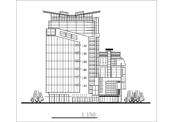 长春市某商业街1.1万平米8层框架结构商务酒店平立剖面设计CAD图纸_图1