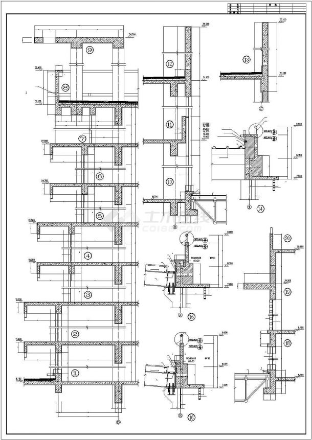 占地3200平米9层框架结构商务大酒店全套建筑设计CAD图纸-图二