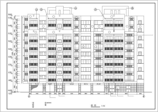 5400平米9层框架结构住宅楼全套建筑设计CAD图纸（含架空层）-图一