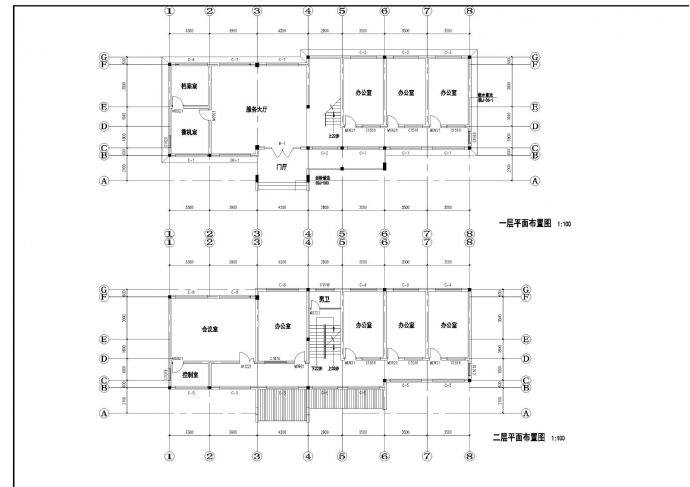 某三层中式办公楼建筑方案cad图纸_图1