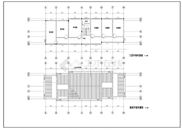 某三层中式办公楼建筑方案cad图纸-图二