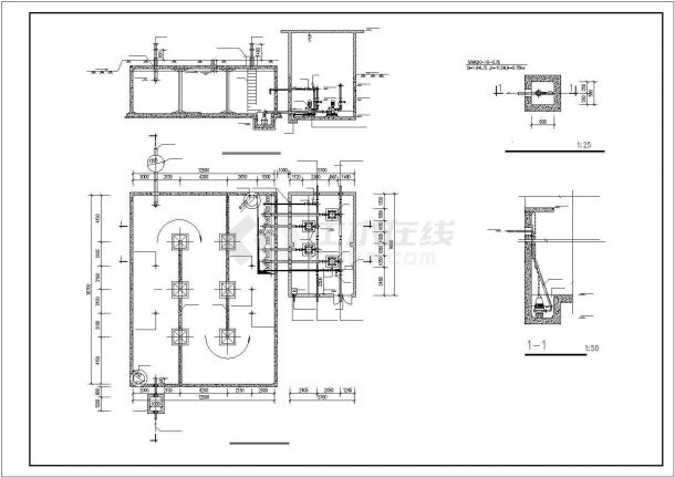 800方水池标准图及泵房施工图cad-图二