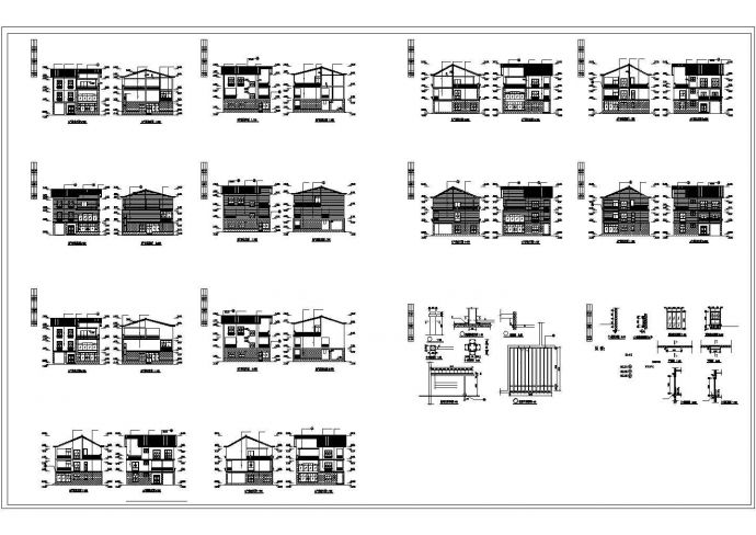 几种户型的别墅建筑立面图集_图1
