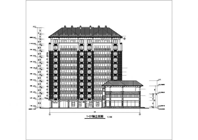 徐州晨苑花园小区11+各阁楼商住楼建筑设计CAD设计图（1-5层为商用）_图1