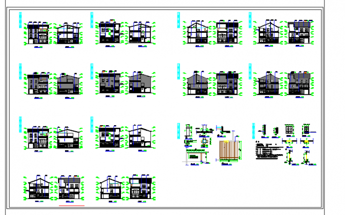 南京某别墅立面图集建筑设计cad图纸，含说明共14张_图1