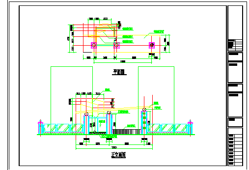 某工厂大门建筑设计方案平面立面图