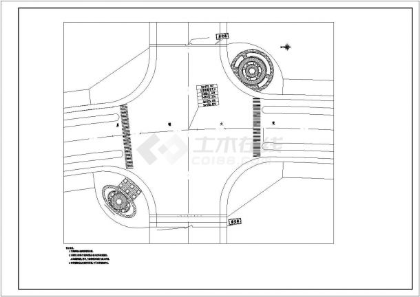 某游乐园新修建的道路绿化施工全套设计cad图（含铺装材料明细表）-图二