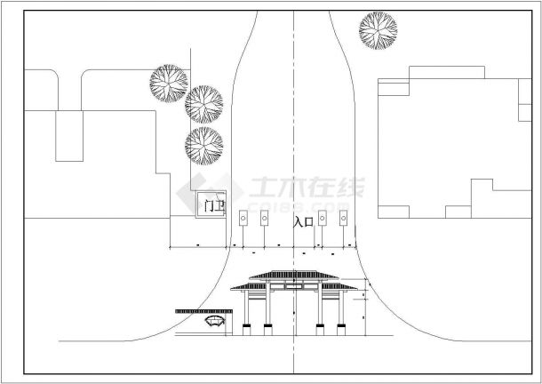 苏州园林景区仿古典牌楼大门初步施工设计cad图纸-图二