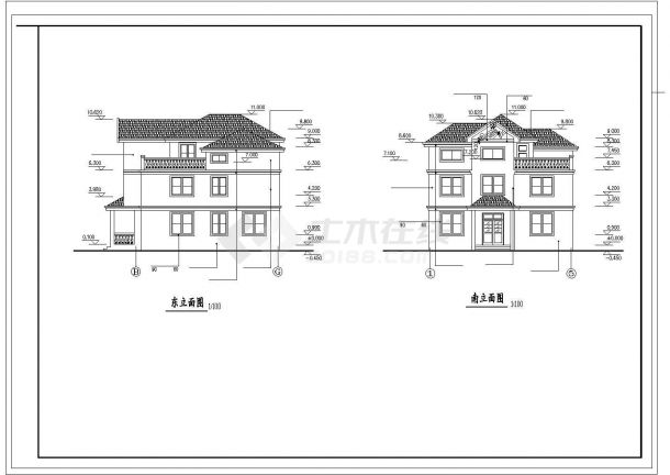 某市郊高级多层私宅建筑全套方案设计施工CAD图纸-图一