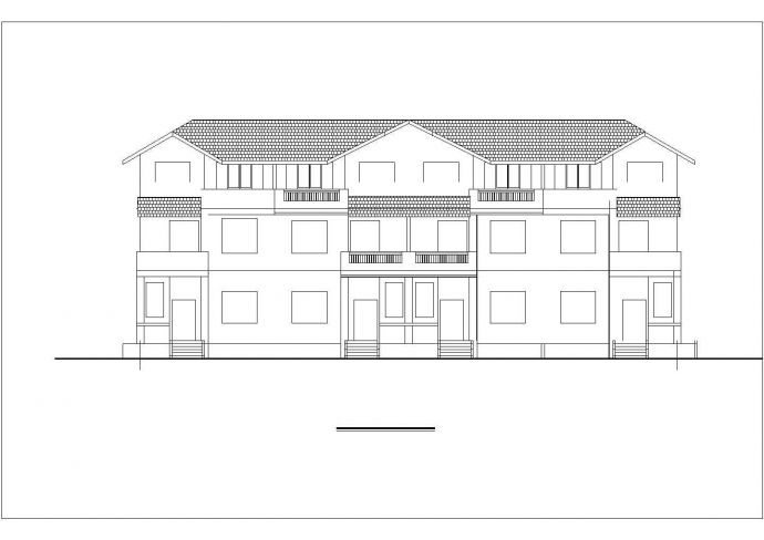 某市郊中高档四联别墅建筑全套方案设计施工CAD图纸_图1