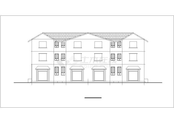 某市郊中高档四联别墅建筑全套方案设计施工CAD图纸-图二