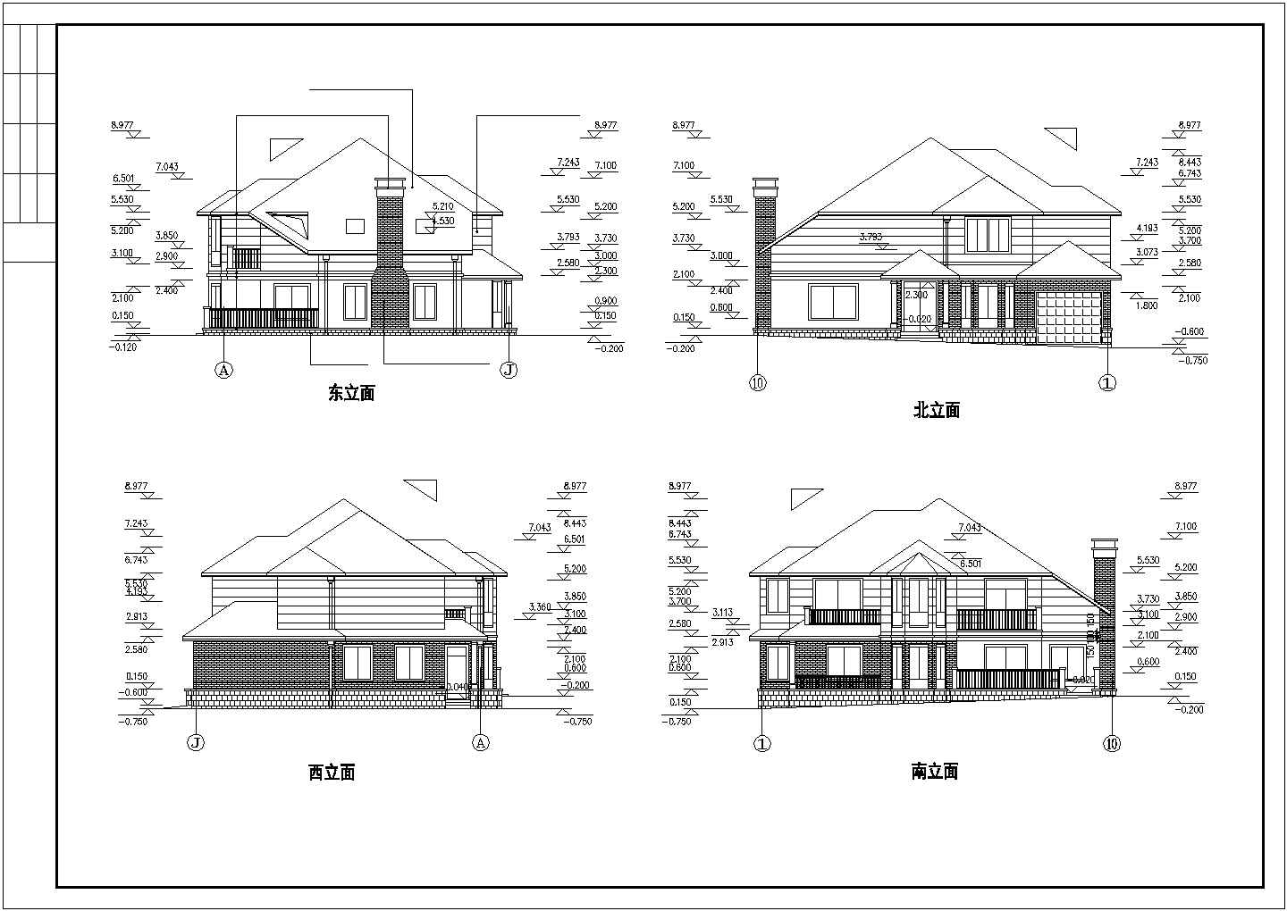 某现代乡村度假别墅建筑全套方案设计施工CAD图纸