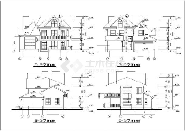 某现代多层乡村度假别墅建筑全套方案设计施工CAD图纸-图一