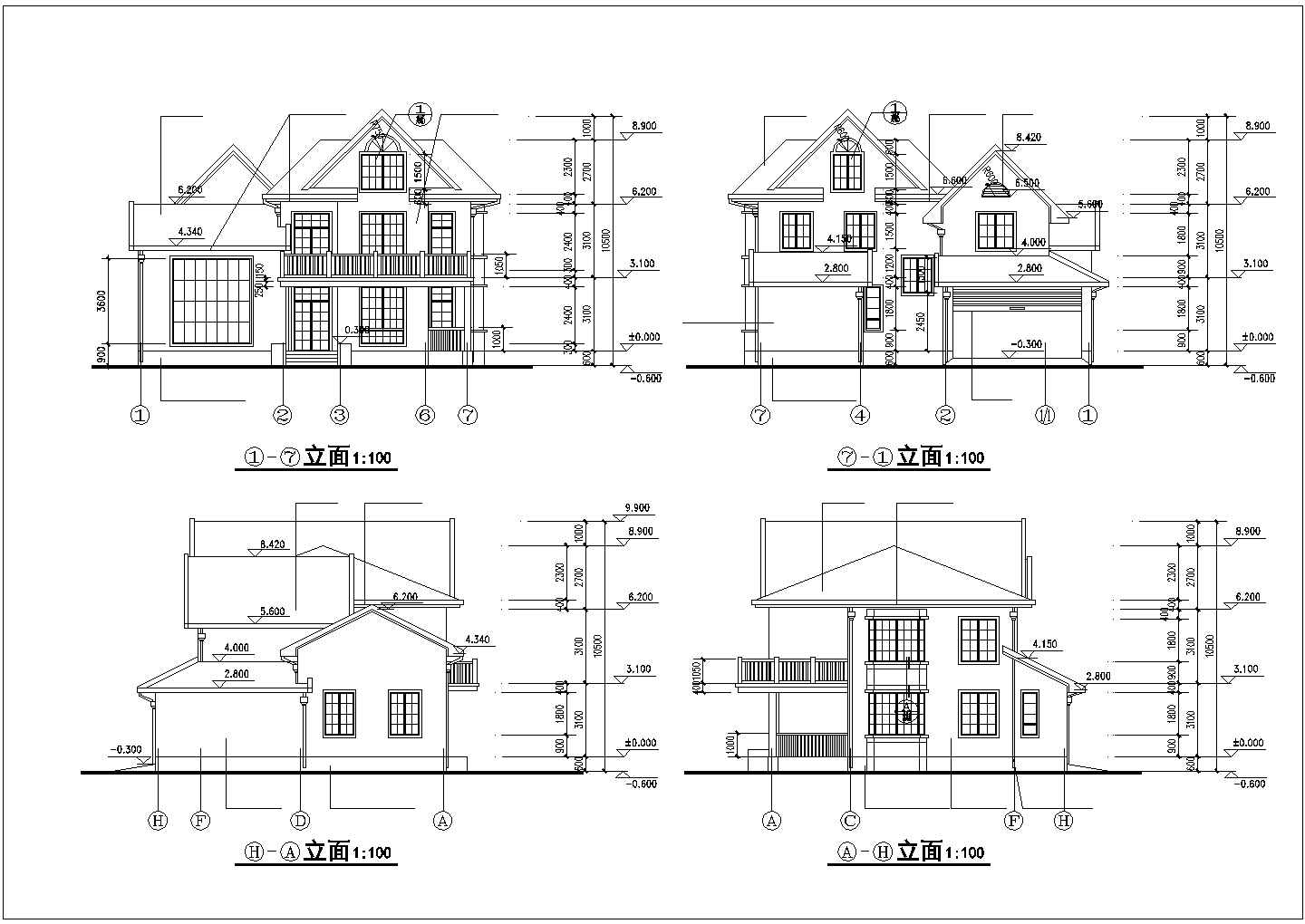 某现代多层乡村度假别墅建筑全套方案设计施工CAD图纸