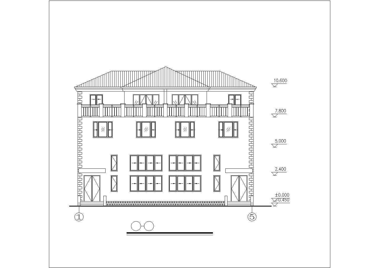某现代多层乡村度假小别墅建筑方案设计施工CAD图纸
