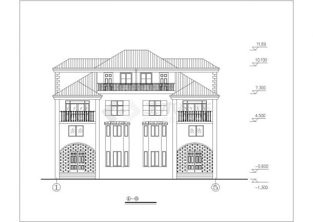 某现代乡村度假小别墅建筑方案设计施工CAD图纸-图一