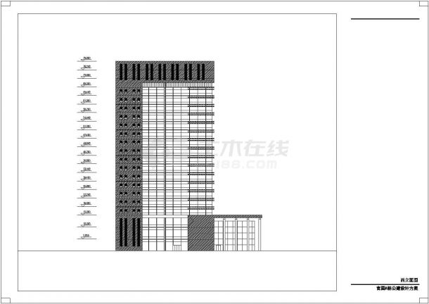 成都市某产业园1.4万平米21层框剪结构商业办公楼平立剖面设计CAD图纸-图一