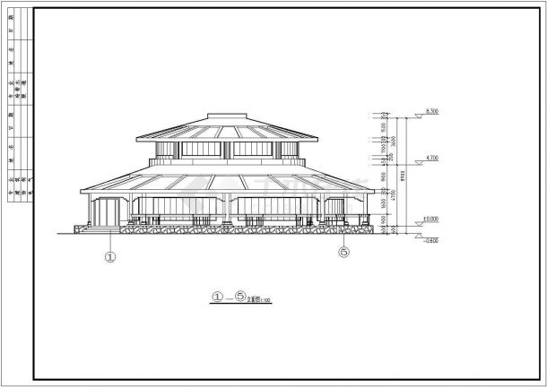 1100平米2层框架结构高档中餐厅平立剖面设计CAD图纸-图二