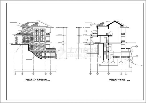 某现代度假区私人小别墅建筑全套方案设计施工CAD图纸-图二