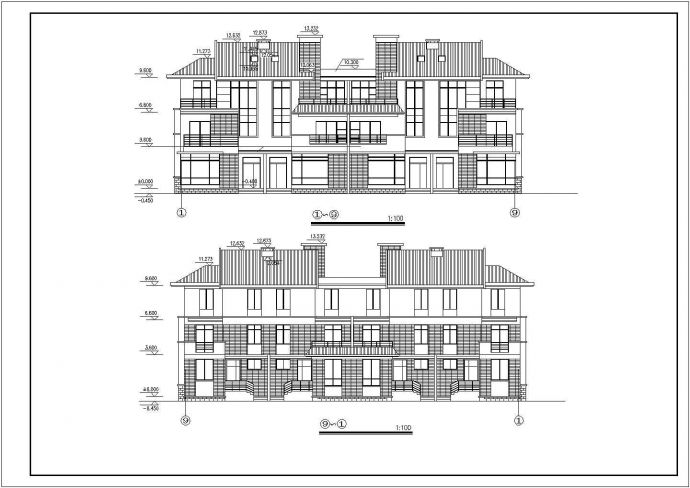 某度假风景区现代多层别墅建筑方案设计施工CAD图纸_图1