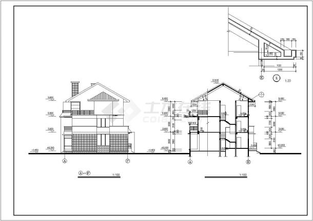 某度假风景区现代多层别墅建筑方案设计施工CAD图纸-图二