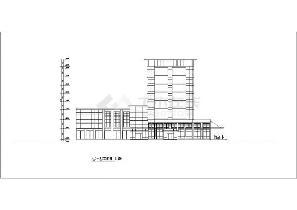 宜兴市某商业街8层框架结构休闲酒店立剖面设计CAD图纸-图一