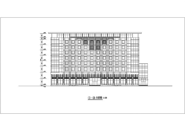 宜兴市某商业街8层框架结构休闲酒店立剖面设计CAD图纸-图二