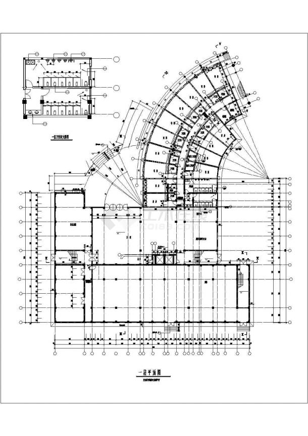 1.2万平米8层框架结构商务大酒店全套平立剖面设计CAD图纸-图二