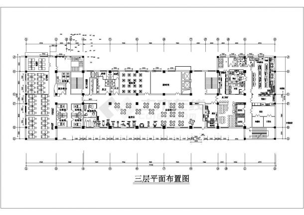 西安市某商业街3层框混结构商务会所全套平面设计CAD图纸-图一