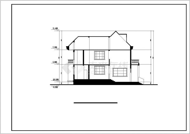 某假日风景区沿街商业别墅建筑方案设计施工CAD图纸-图二