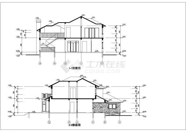 某假日风景区豪华商用别墅建筑方案设计施工CAD图纸-图二