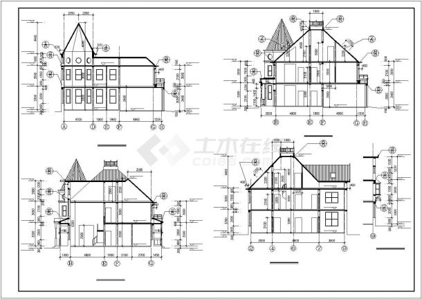 某假日风景区经典北方别墅建筑方案设计施工CAD图纸-图二