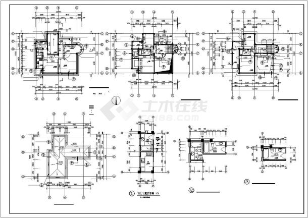 某村镇多层别墅建筑全套方案设计施工CAD图纸-图二