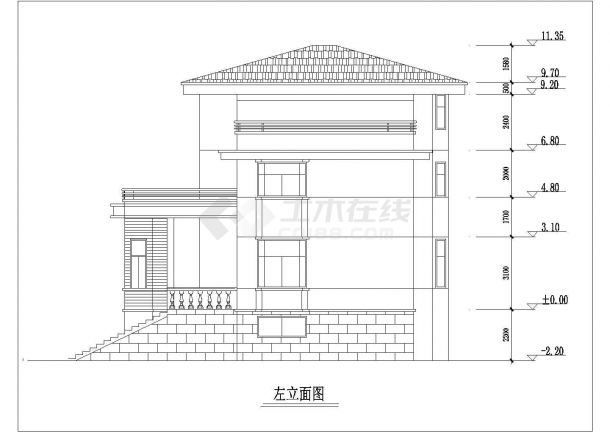 某花园式现代商业别墅建筑方案设计施工CAD图纸-图一