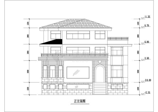 某花园式现代商业别墅建筑方案设计施工CAD图纸-图二